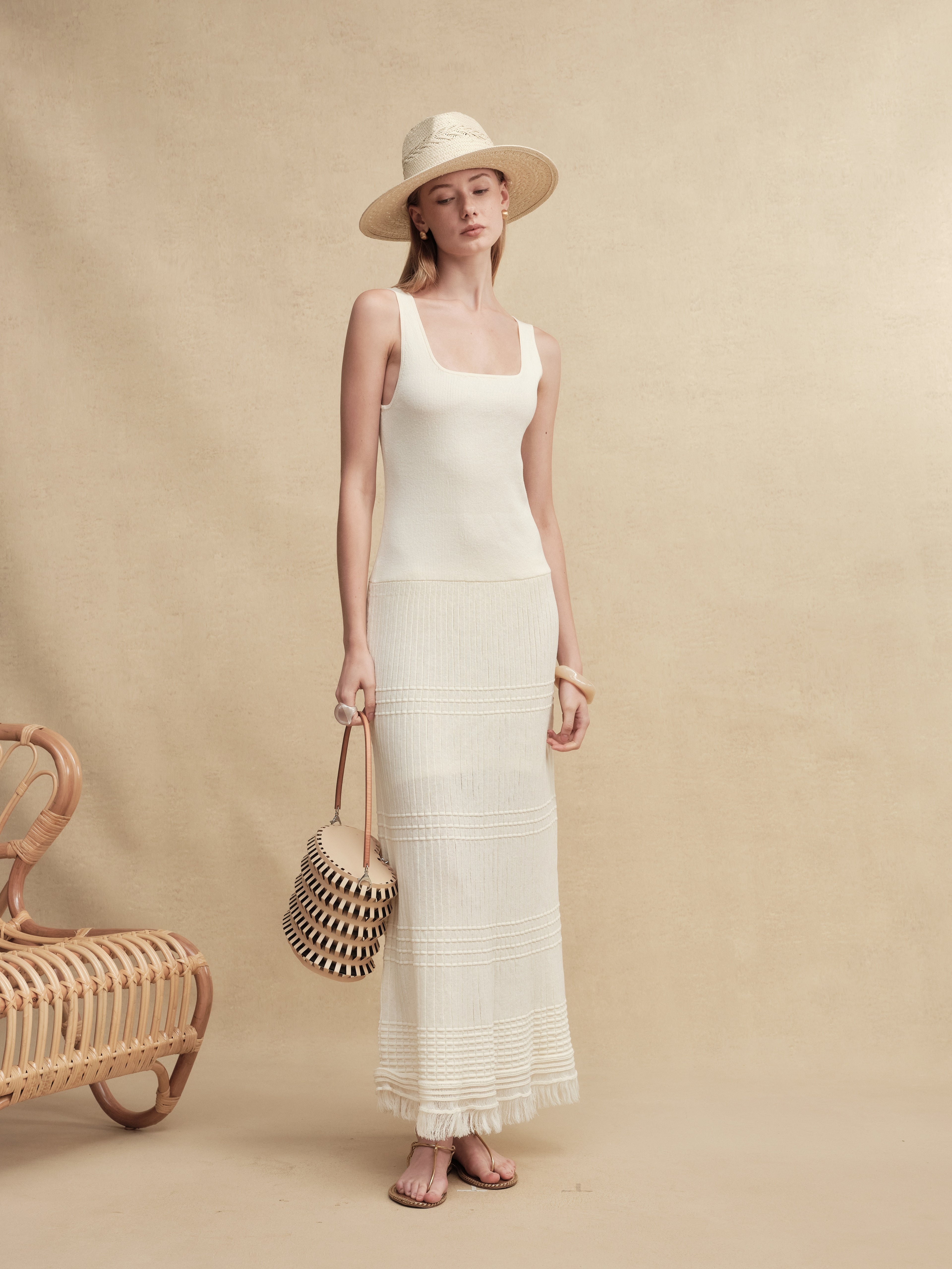 Textured Slim-Fit Knit Midi Dress