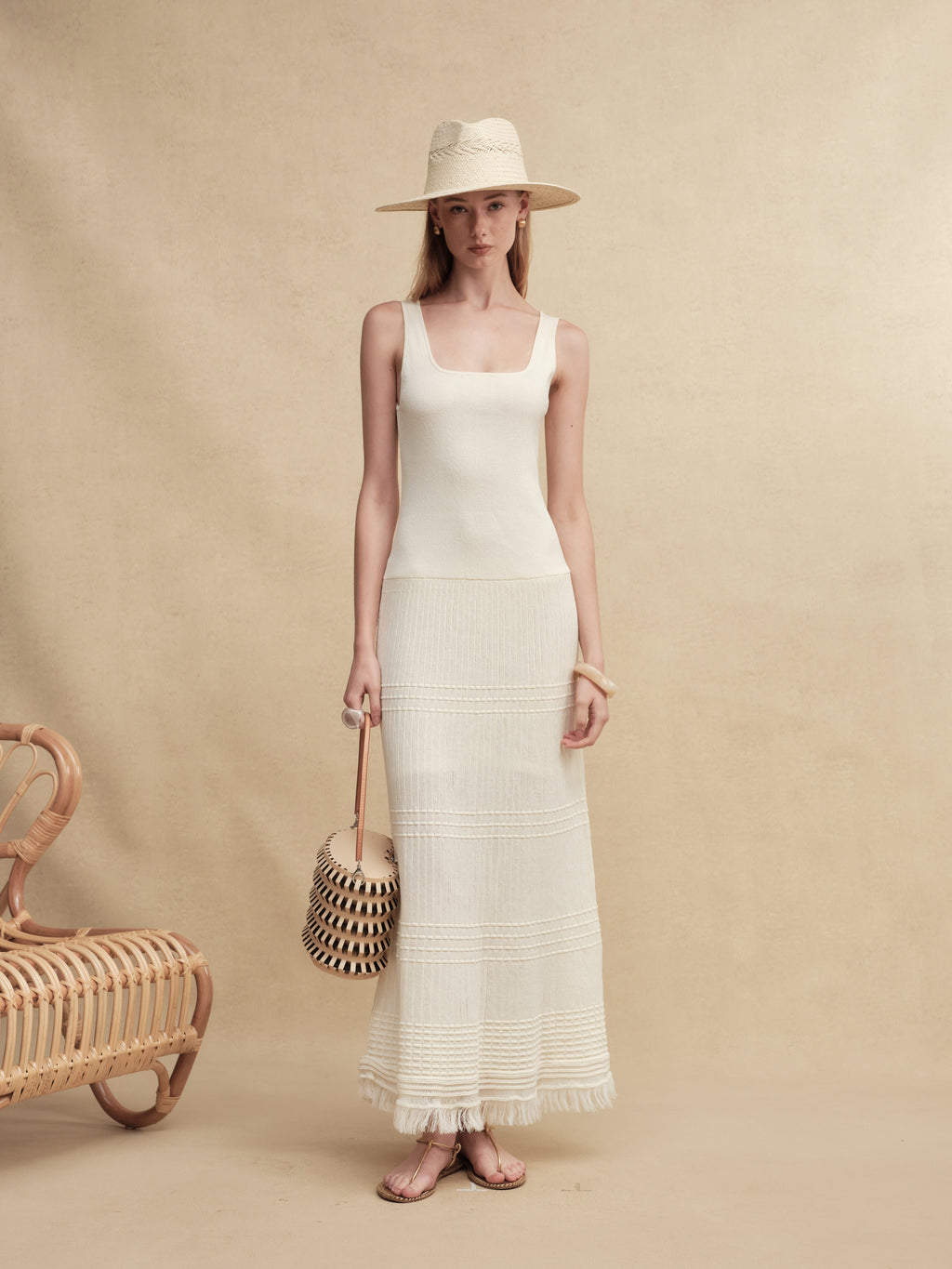 Textured Slim-Fit Knit Midi Dress