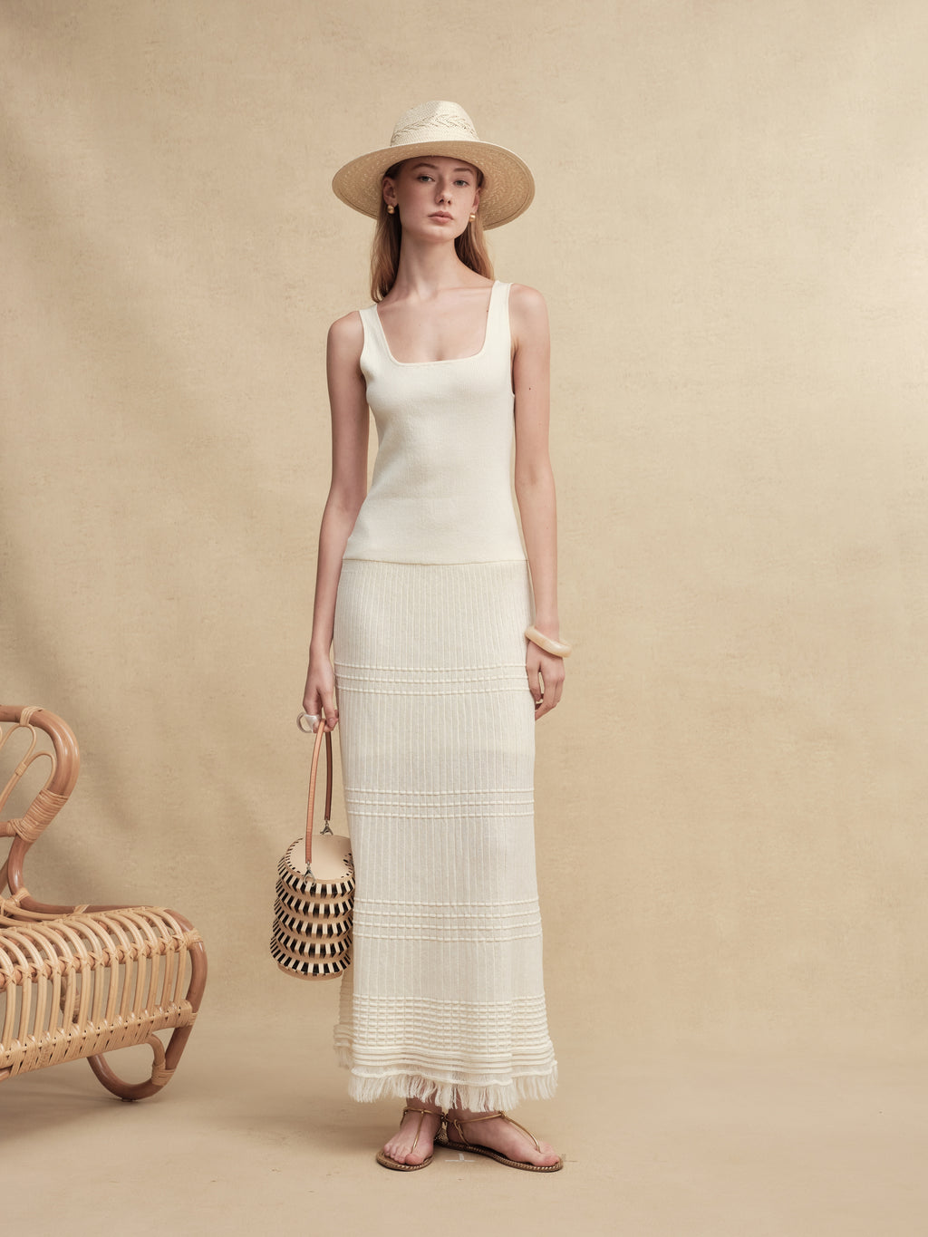 Textured Slim-Fit Knit Midi Dress