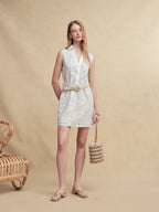 Embroidered Double-Layer Mini Dress