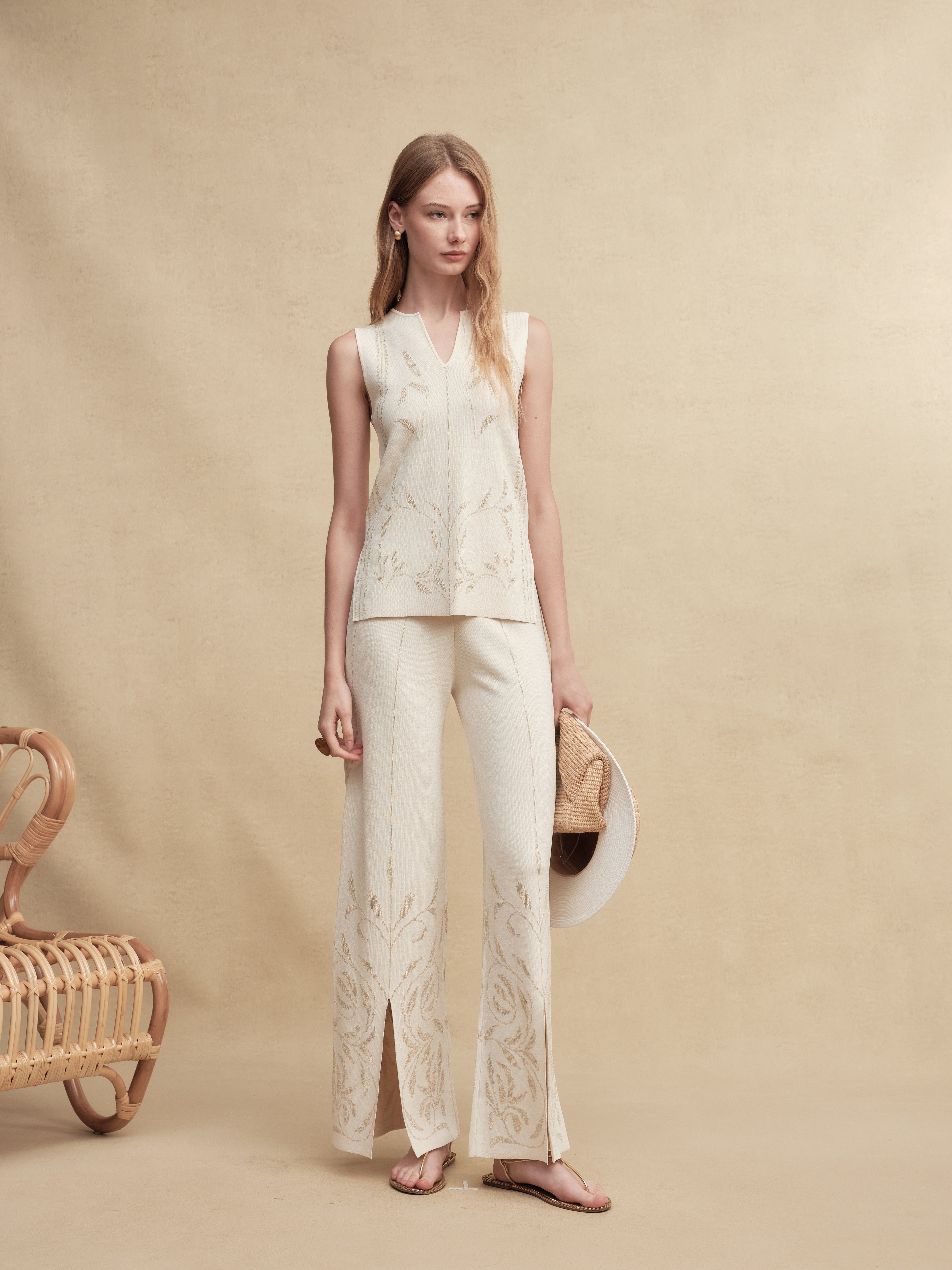 Silk-Blend Jacquard Knit Vest