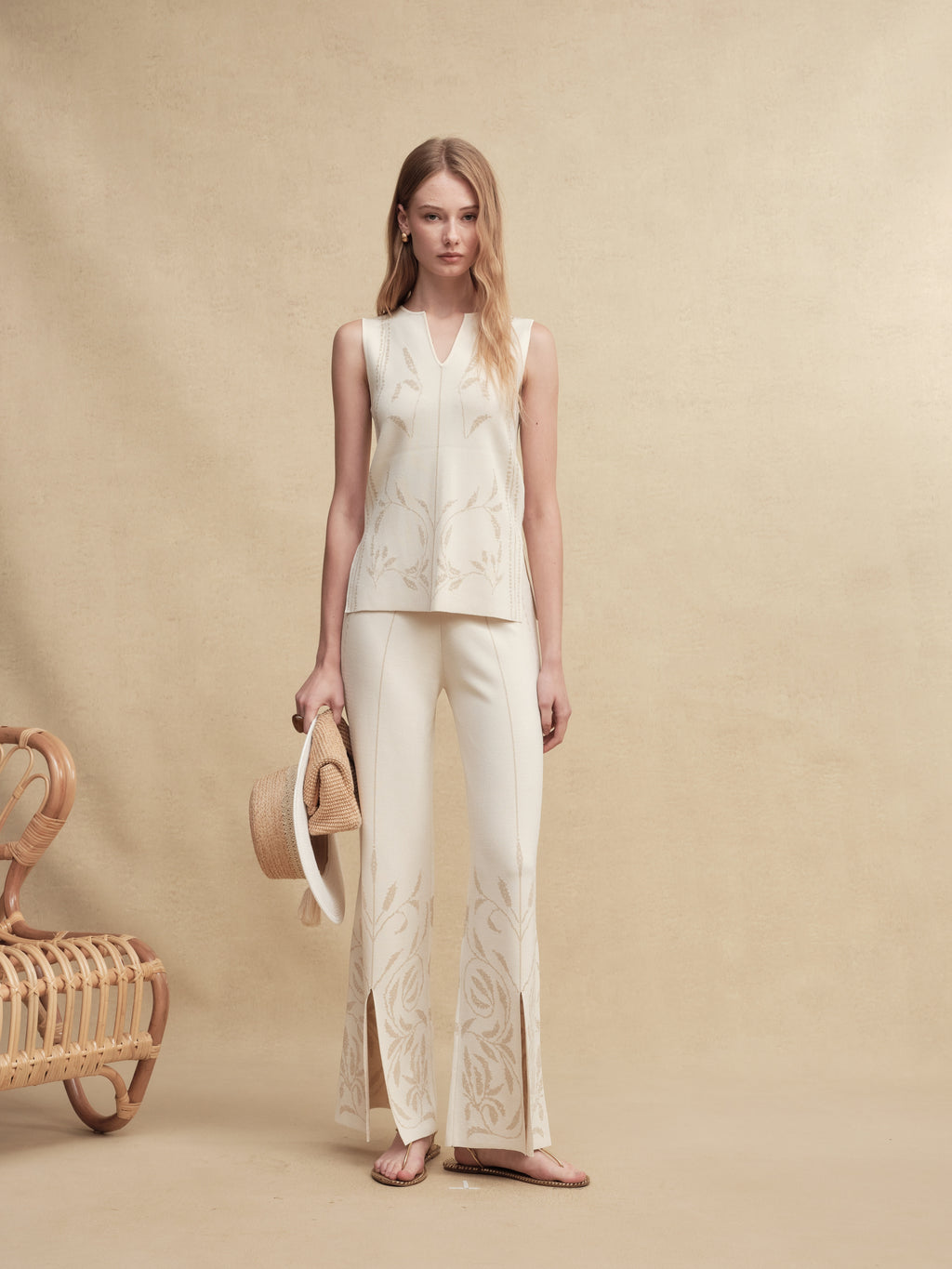 Silk-Blend Jacquard Knit Pants