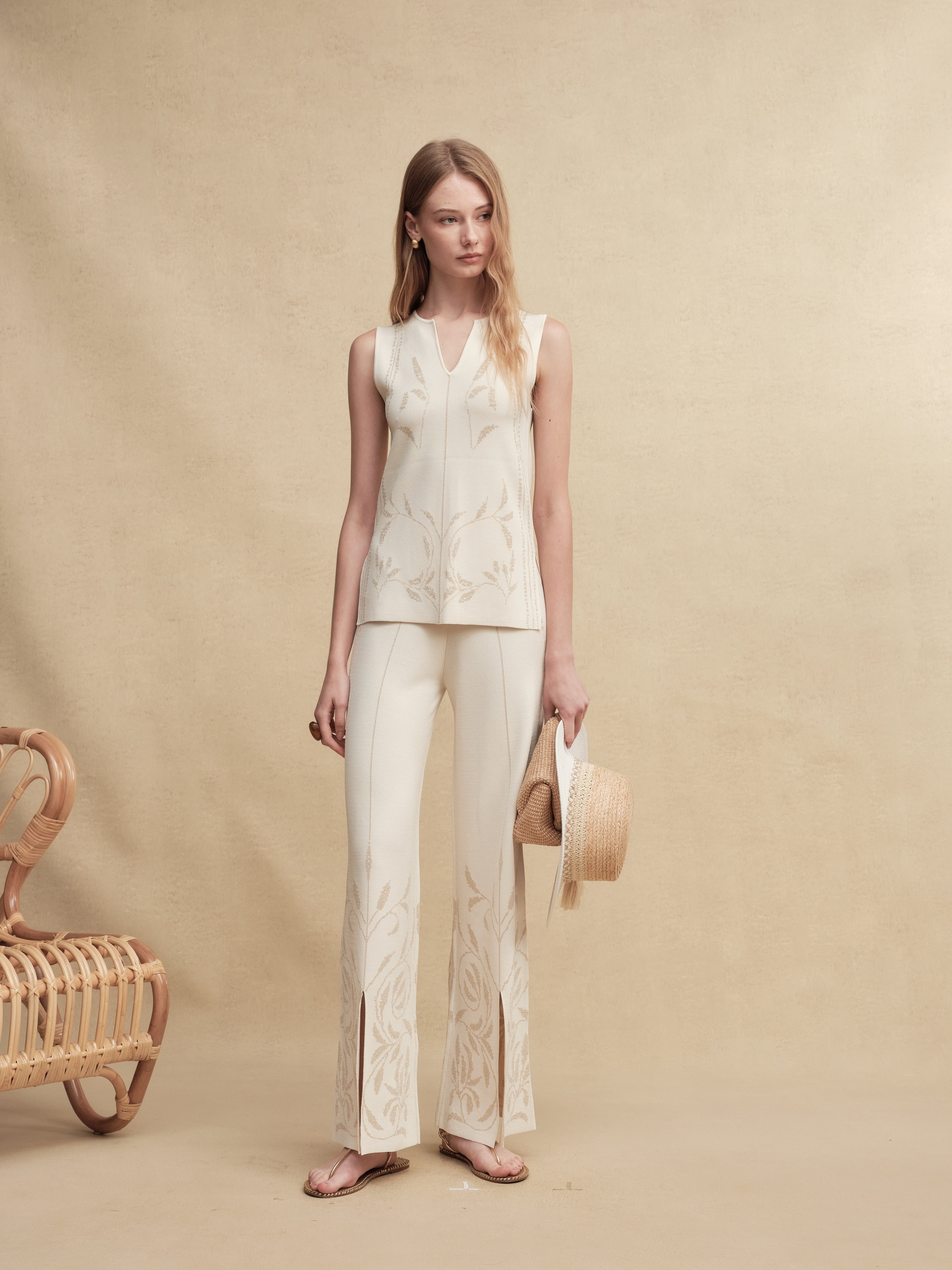 Silk-Blend Jacquard Knit Vest