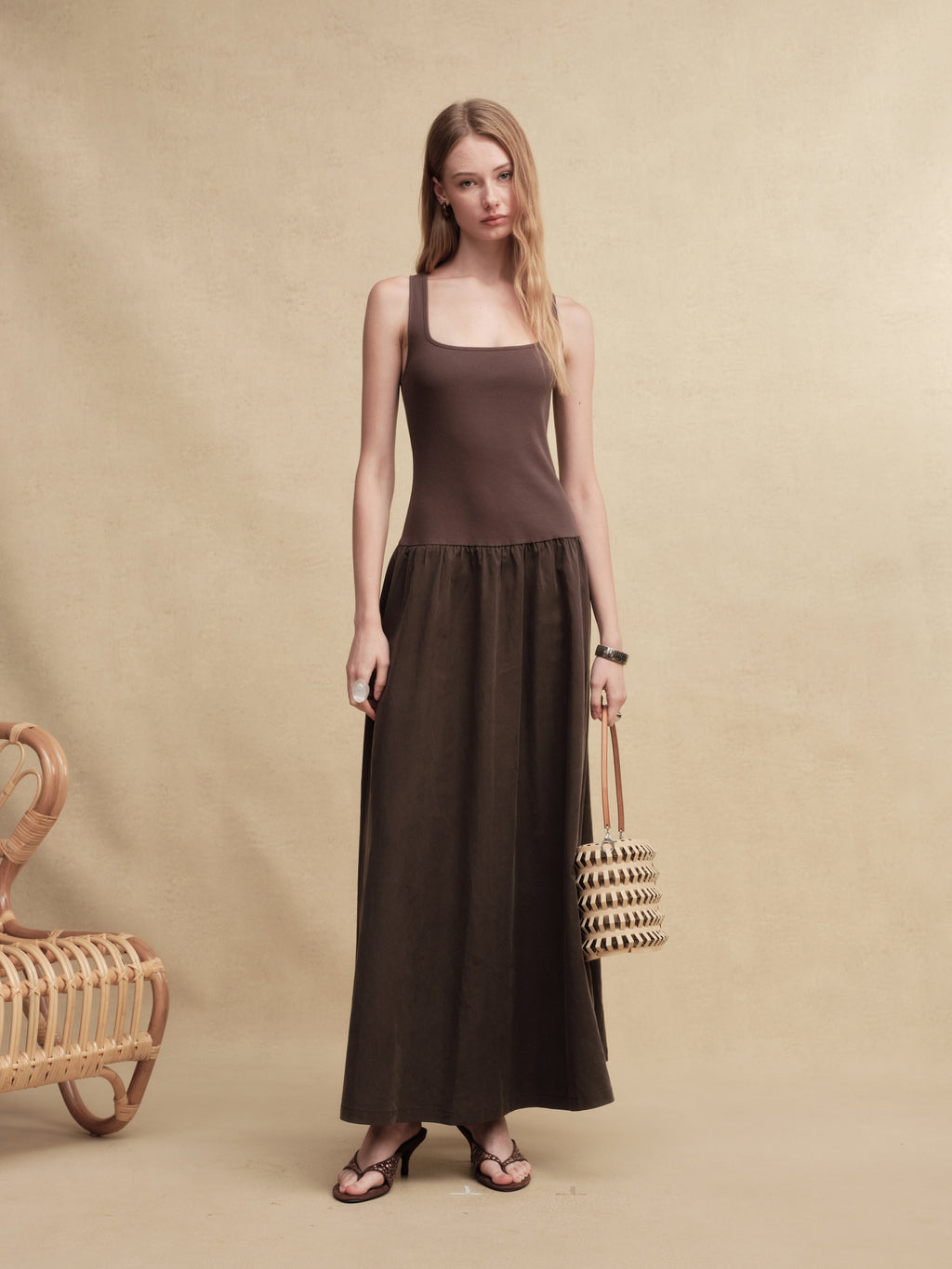 Timeless Capsule Classic Minimalist I-Back Panel Maxi Dress