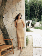 Textured Crochet Knit Resort Maxi Dress