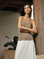 Cooling Twisted Cable Knit Tank Top