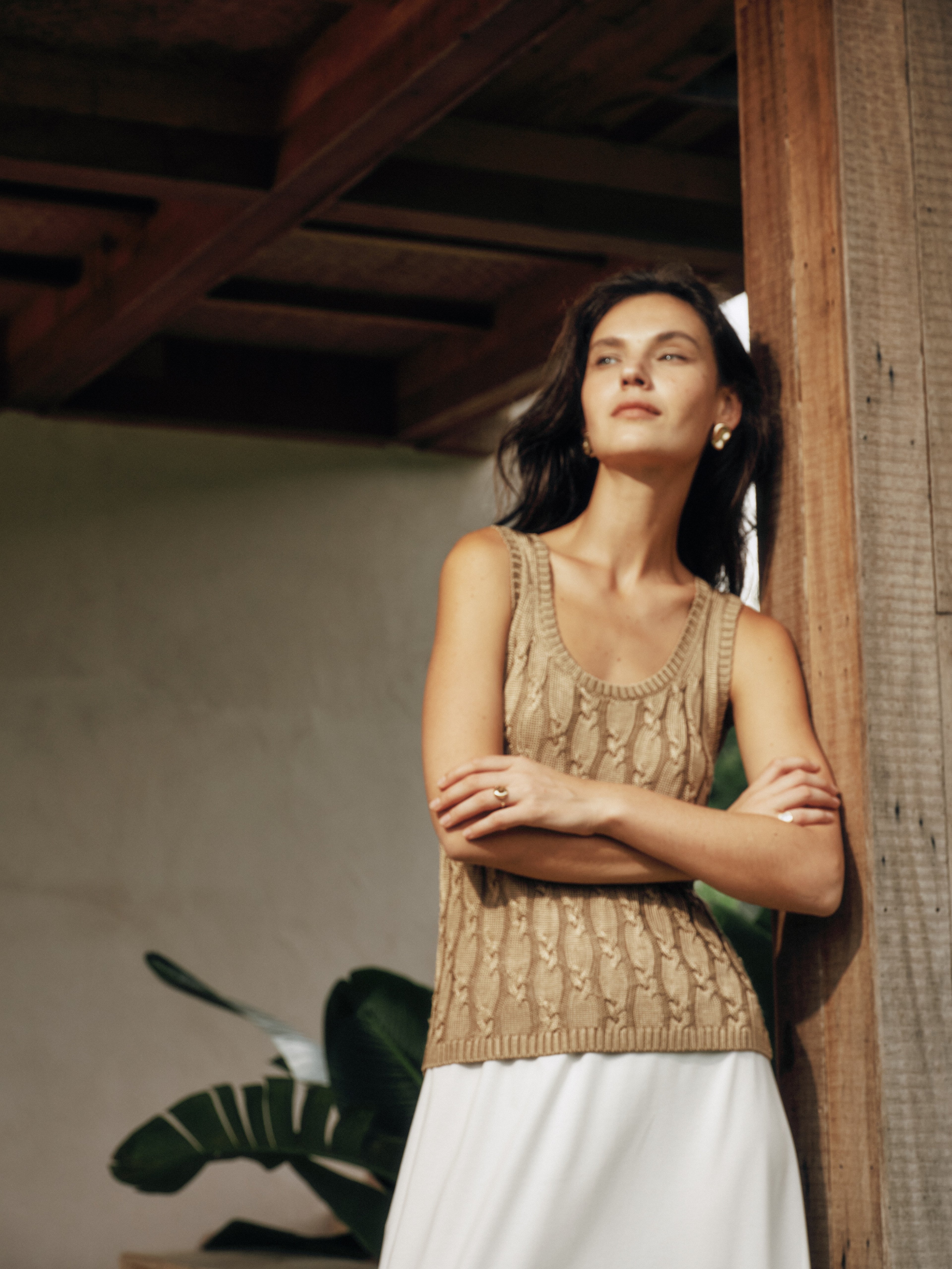 Cooling Twisted Cable Knit Tank Top