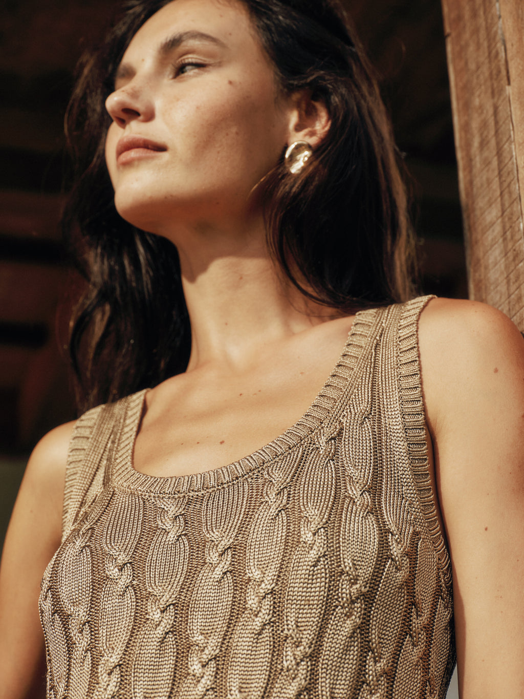 Cooling Twisted Cable Knit Tank Top