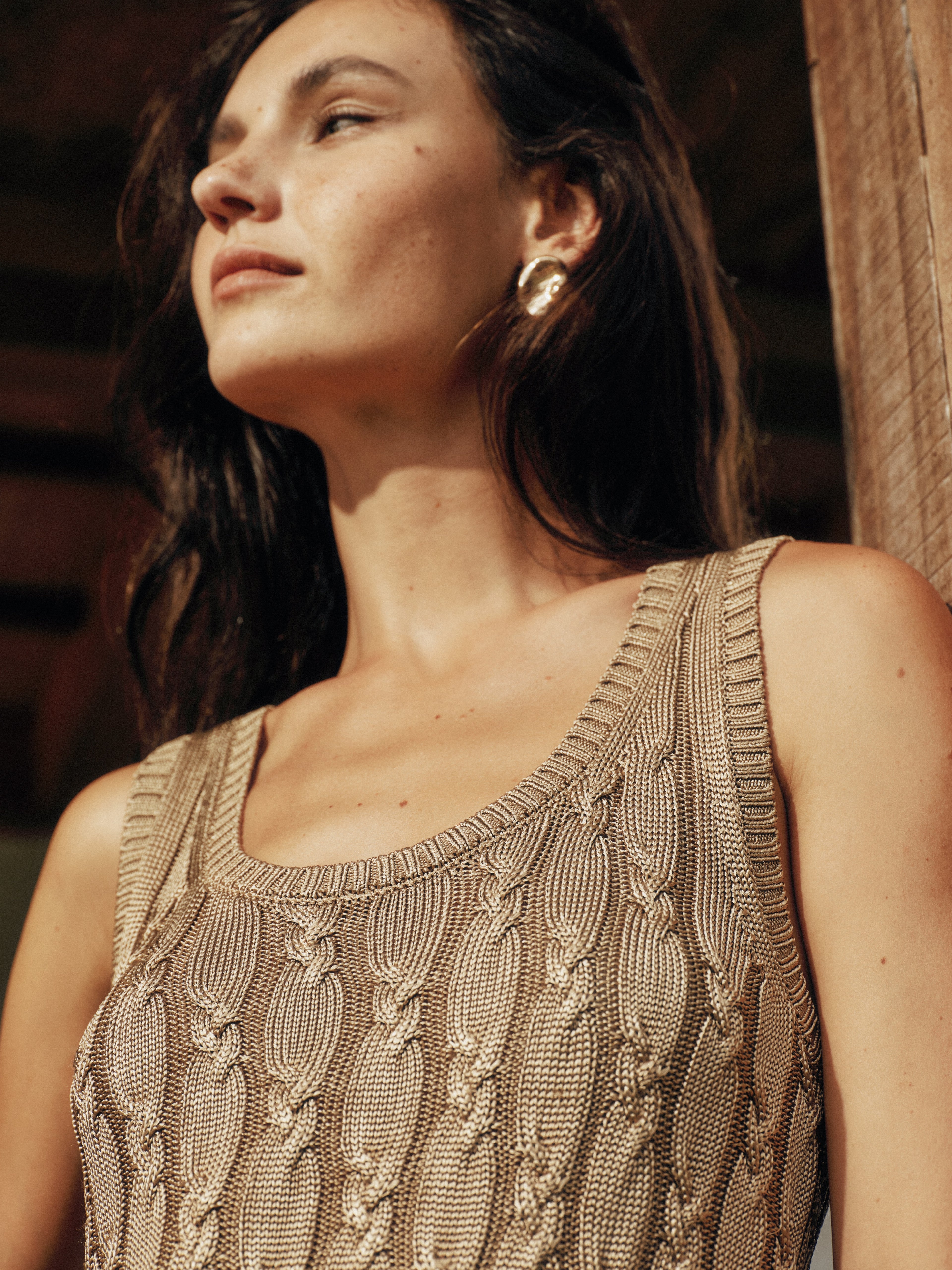 Cooling Twisted Cable Knit Tank Top