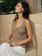 Cooling Twisted Cable Knit Tank Top