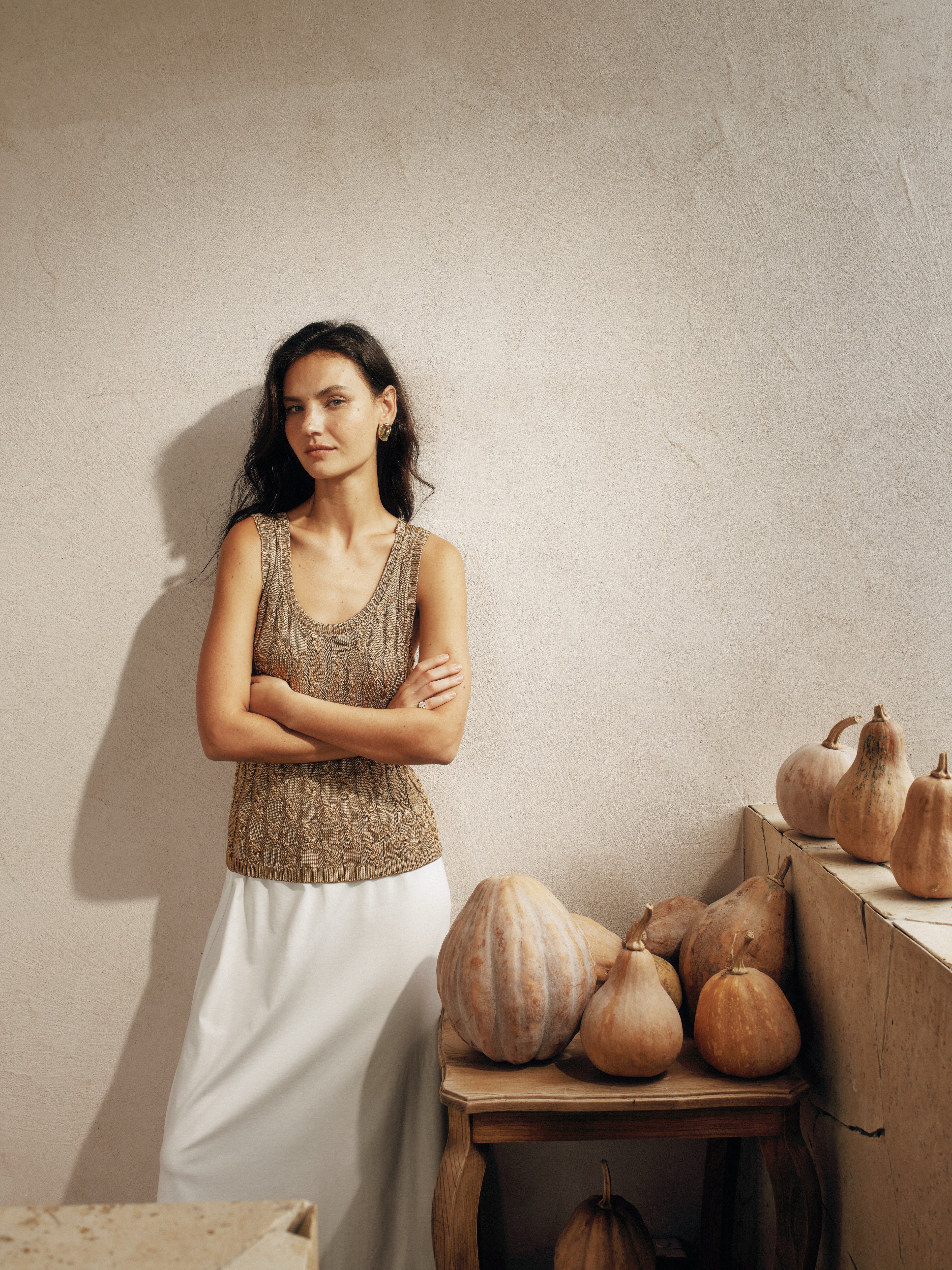Cooling Twisted Cable Knit Tank Top