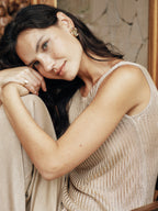 Cooling Striped Semi-Sheer Knit Tank Top