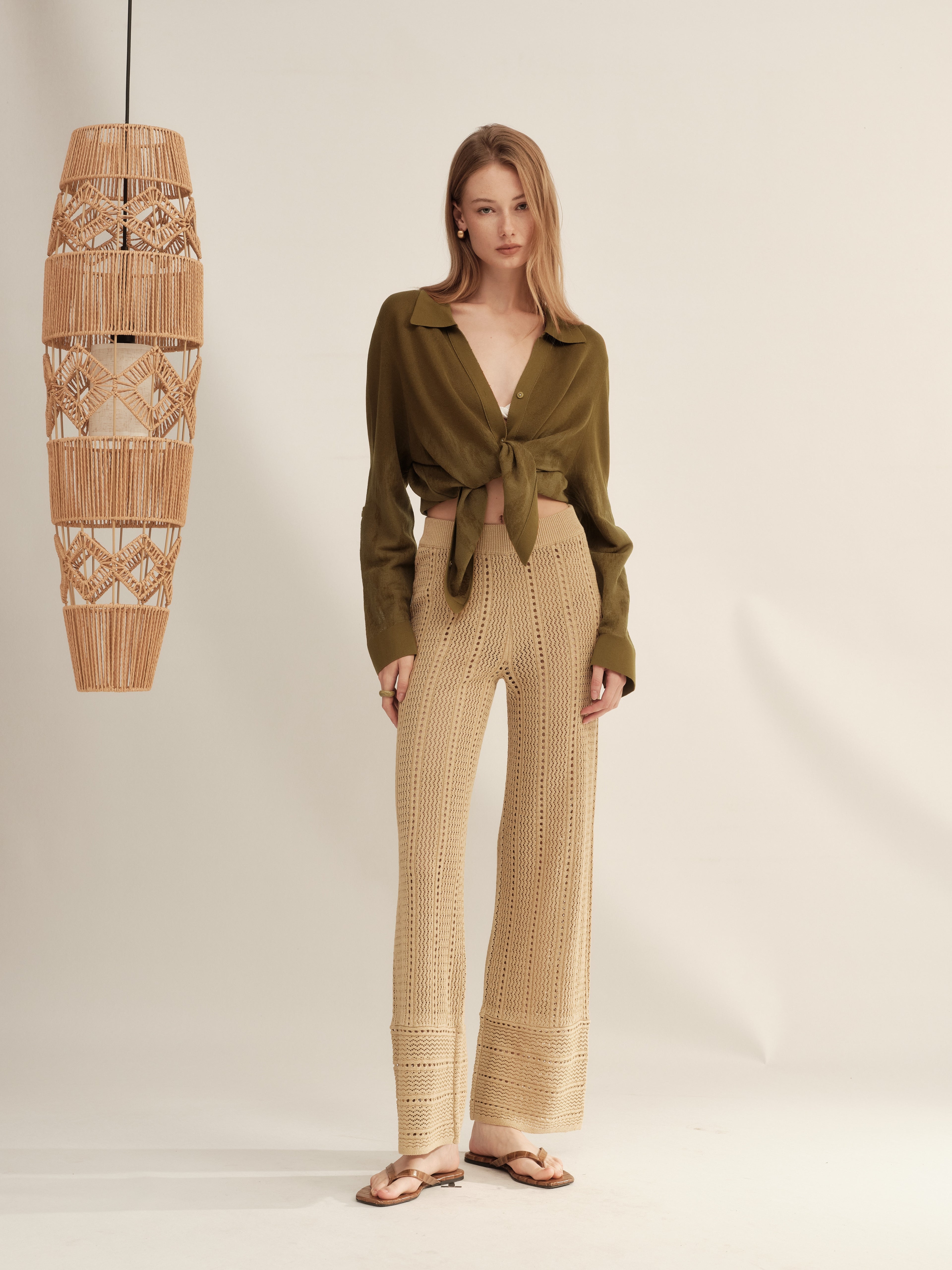 Paper Knit Wide-Leg Pants