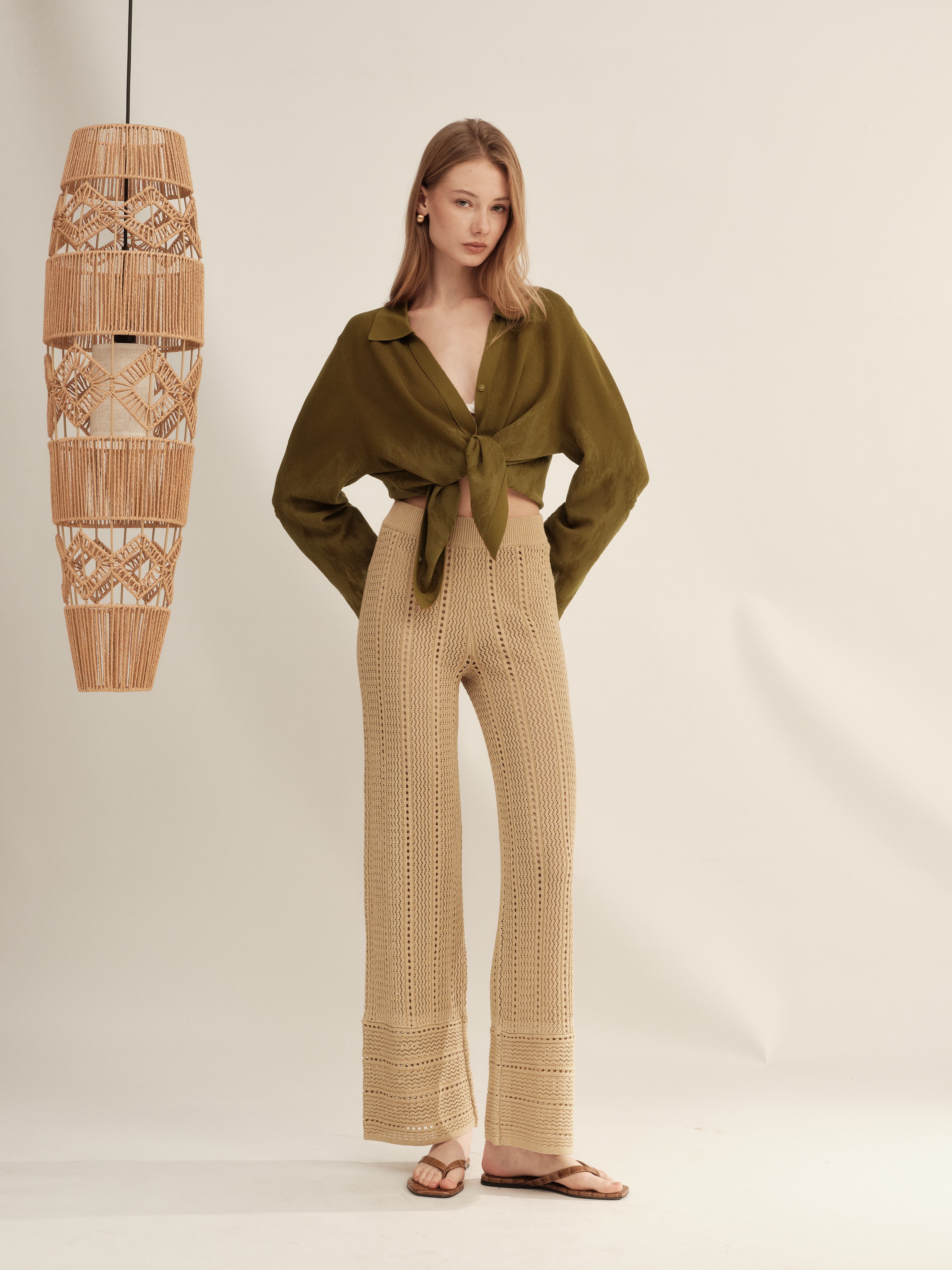 Paper Knit Wide-Leg Pants