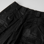 TENXTEN Dark Military Style Washed Multi-Pocket Flared Pants