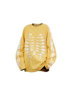RE-BONE (Skeletal Line) – Long-sleeved base layer T-shirt with delicate, water-washed bone-pattern print, stud detailing and a faded gradient finish