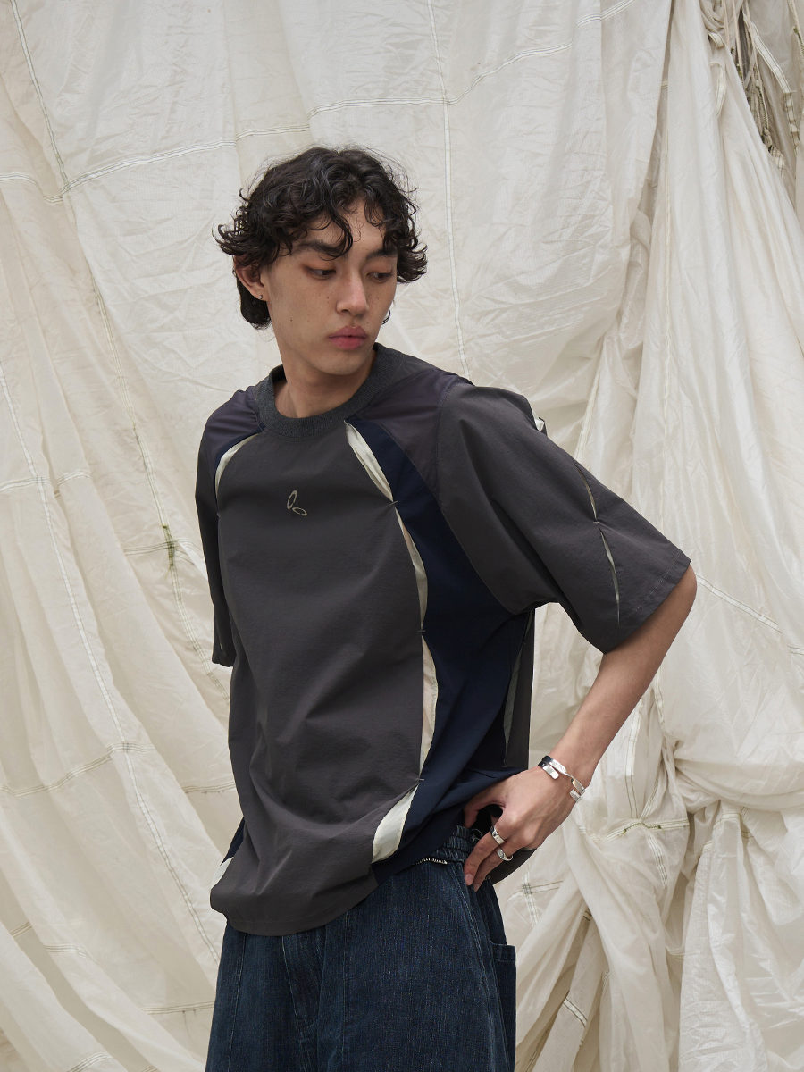 RELABEL Time Element (Gap) Multi-material Colour-block Patchwork Outdoor Cooling Quick-dry T-shirt