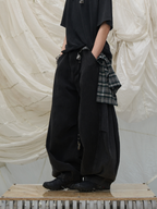 RELABEL (3D Stretch) Detachable Checked Back Panel, Machine-Washable Oversized Jeans