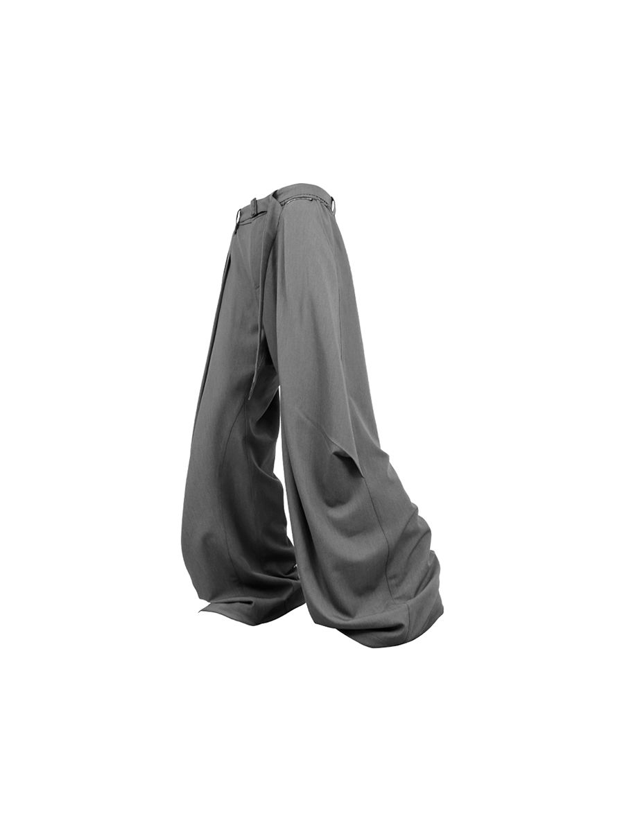 RELABEL (‘LABEL’) Acetate Tencel Wool Straight-Leg Relaxed-Fit Casual Trousers with Diagonal Pleats at the Knees Secondary image