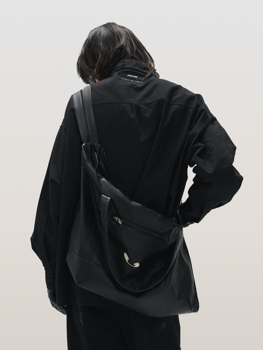 RELABEL Soft Leather Branded Metal Nameplate Multi-Functional Handbag, Shoulder Bag and Crossbody Bag