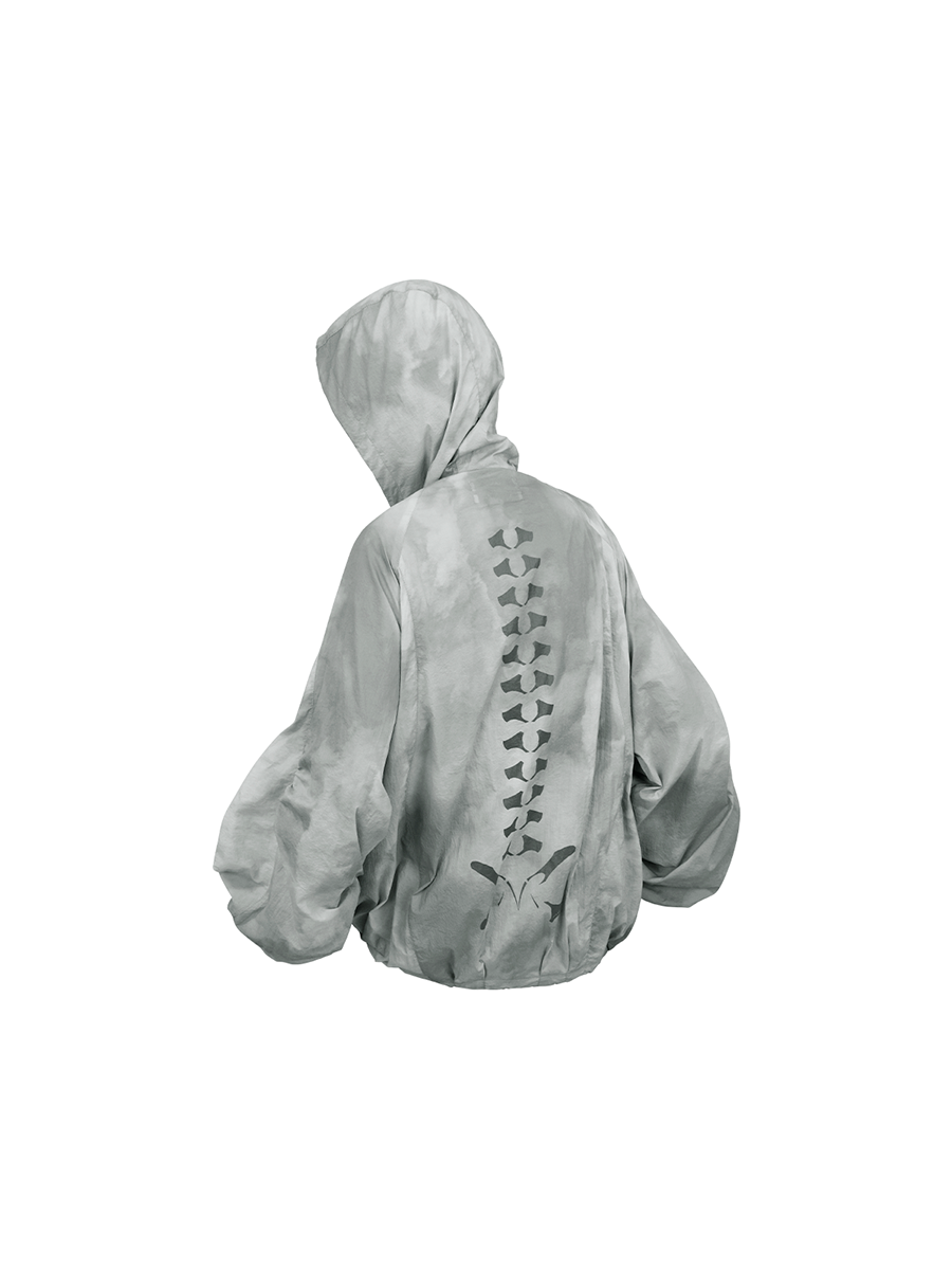 RE-BONE (Kai Xian) Acid-Washed, Water-Effect, Deconstructed, Multi-Pocket, Bud-Style, Balloon-Silhouette, Cooling, UPF50+ Sun Protection Jacket