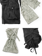 RELABEL (Pleated Ripple) Reversible Pleated Waistband Ripple Pocket Detachable Patchwork 7/8-Length Work Trousers