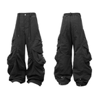 RELABEL (Lian Dai) Skin-friendly, Water-repellent, 3D Large Waterdrop-Patterned, Multi-Pocket, Pleated, Multi-Style Nylon Casual Trousers