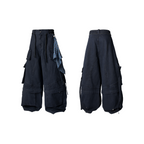 RELABEL Spatial Relations (Quartet) Eight-Pocket Detachable Distressed Multi-Colour Two-Tuck Workwear Trousers with Flare Legs