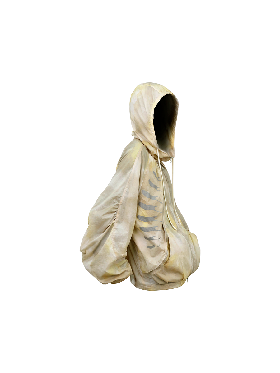 RE-BONE (Kai Xian) Acid-Washed, Water-Effect, Deconstructed, Multi-Pocket, Bud-Style, Balloon-Silhouette, Cooling, UPF50+ Sun Protection Jacket
