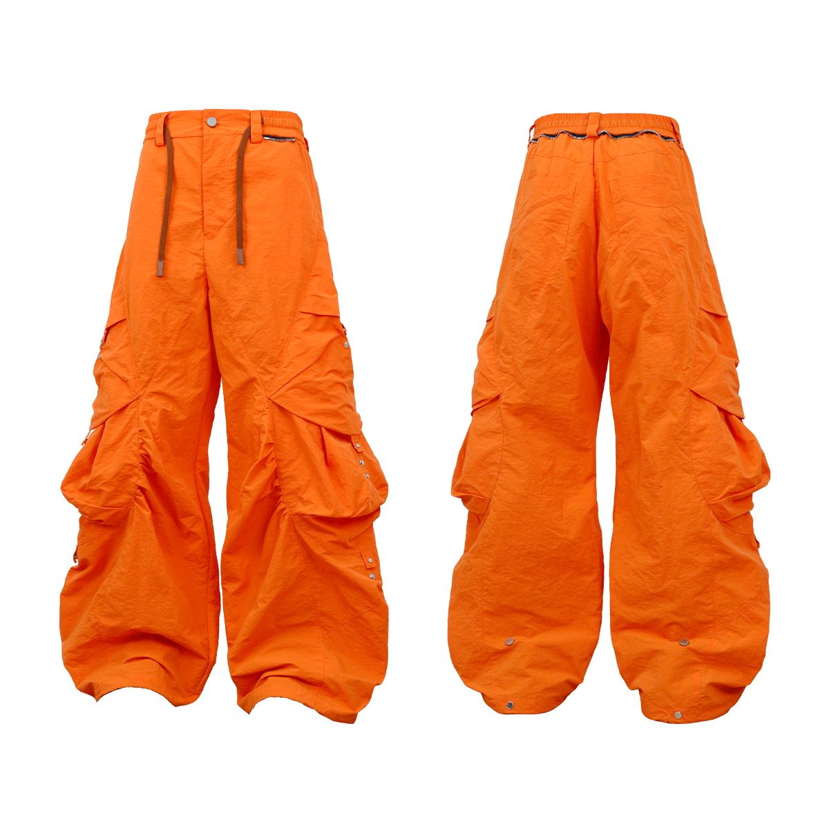 RELABEL (Lian Dai) Skin-friendly, Water-repellent, 3D Large Waterdrop-Patterned, Multi-Pocket, Pleated, Multi-Style Nylon Casual Trousers