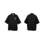 RELABEL (Water-stain cut) Pique cotton patchwork deconstructed embroidered faux two-piece short-sleeved polo shirt
