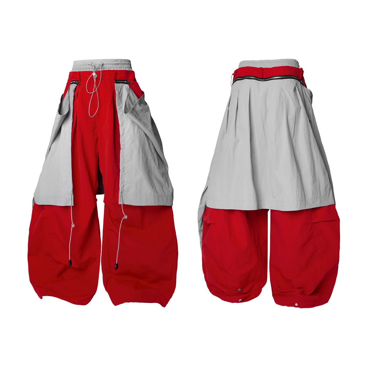 RELABEL Spatial Relations (Chongluan) Double-waistband Nylon Detachable Back Panel Loose Curved-leg Silhouette Casual Trousers