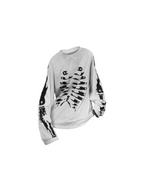RE-BONE (Skeletal Line) – Long-sleeved base layer T-shirt with delicate, water-washed bone-pattern print, stud detailing and a faded gradient finish