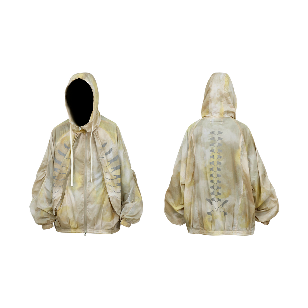 RE-BONE (Kai Xian) Acid-Washed, Water-Effect, Deconstructed, Multi-Pocket, Bud-Style, Balloon-Silhouette, Cooling, UPF50+ Sun Protection Jacket