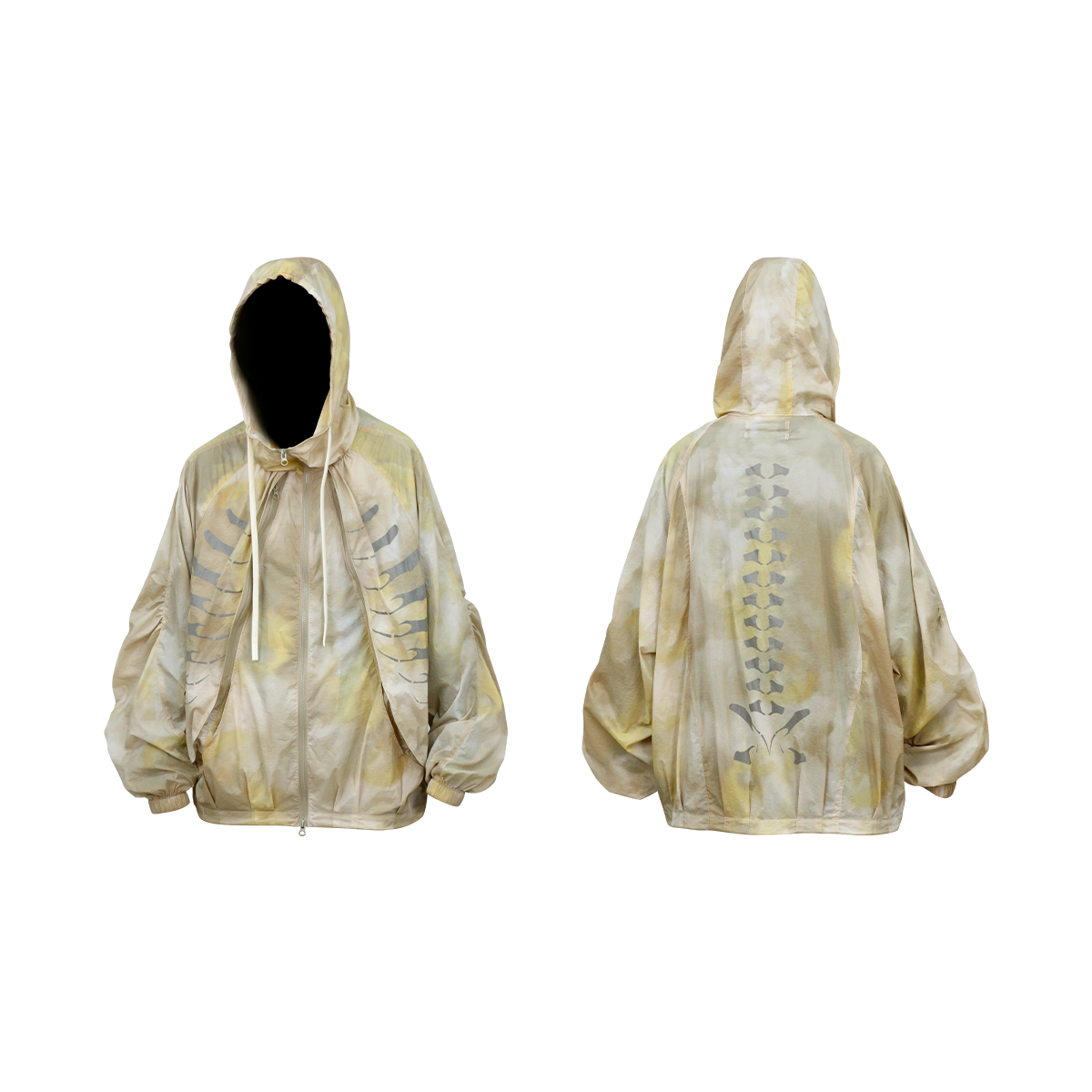 RE-BONE (Kai Xian) Acid-Washed, Water-Effect, Deconstructed, Multi-Pocket, Bud-Style, Balloon-Silhouette, Cooling, UPF50+ Sun Protection Jacket