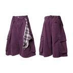RELABEL Time Element (Continued) Detachable Scarf-Tuck Silhouette Washed Denim Workwear Cropped Trousers
