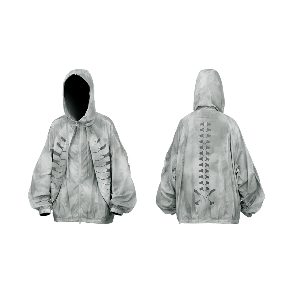 RE-BONE (Kai Xian) Acid-Washed, Water-Effect, Deconstructed, Multi-Pocket, Bud-Style, Balloon-Silhouette, Cooling, UPF50+ Sun Protection Jacket