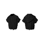RELABEL Time Element (Dynamic Parallax) Circular-Cut Segmented Short-Sleeve Detachable Hooded Top