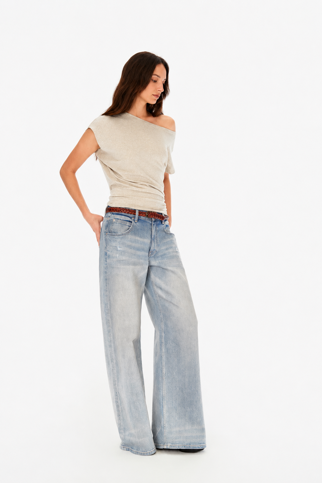 Classic Loose-Fit Asymmetric Shoulder Tee in Four Colors