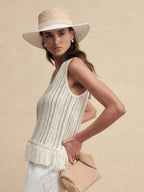 Textured Weave Fringe Boater