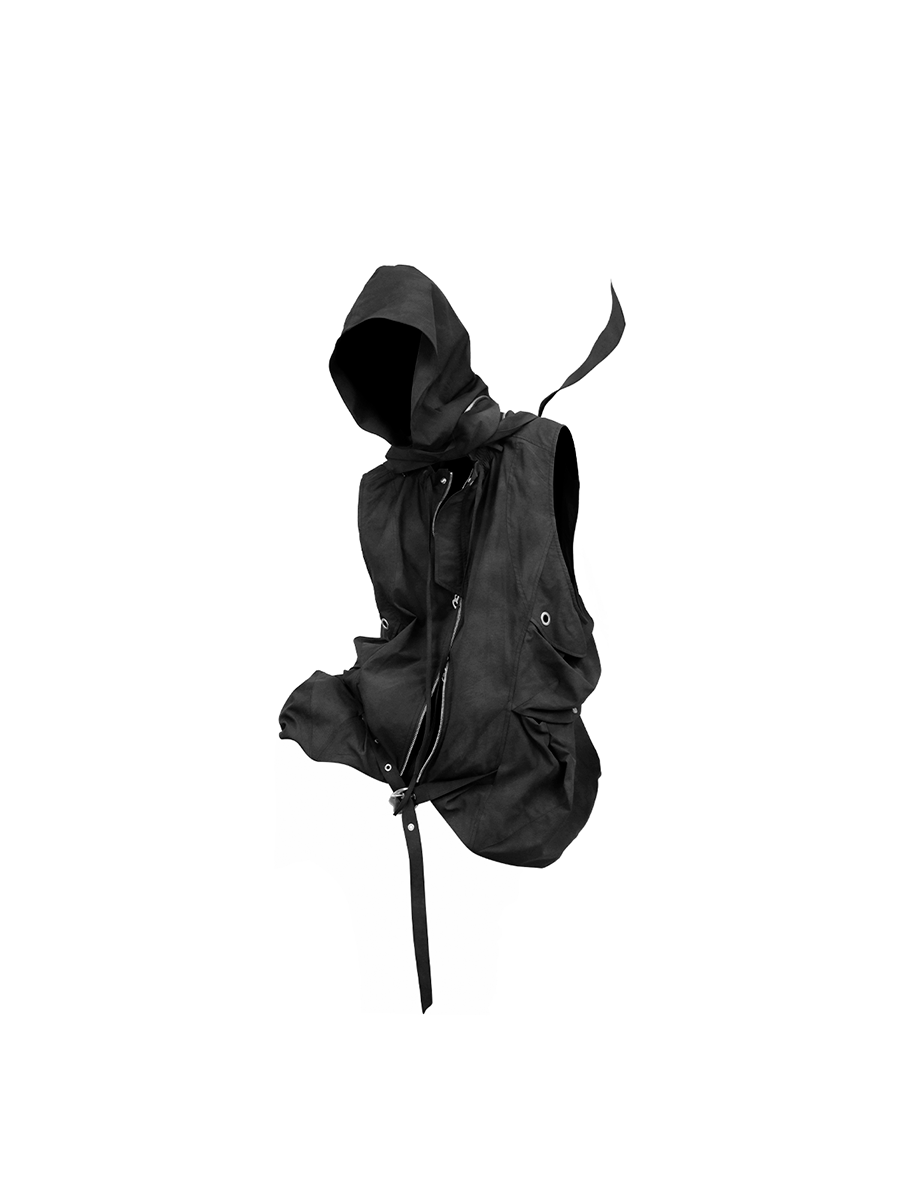 RELABEL (Illusion) Waterdrop-Print Wide-Leg Trousers with Detachable, Modular Vest for Multiple Styling Options