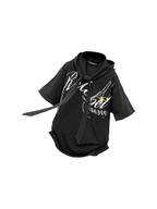 RELABEL (Dreamy Starlight) Detachable Hooded, Machine-Washable, Distressed Denim-Print Crew-Neck Short-Sleeve Commuter T-Shirt