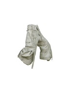 RELABEL (Pleated Ripple) Reversible Pleated Waistband Ripple Pocket Detachable Patchwork 7/8-Length Work Trousers