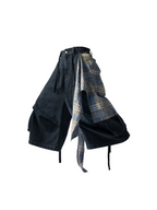 RELABEL Time Element (Extended Fit) Detachable Fly Panel with Flowing Ties, Machine-Washable Slub Denim Shorts