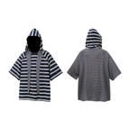 RELABEL (Dream Cut) Wool-Lysol Detachable Hooded Patchwork Striped Short-Sleeved T-shirt