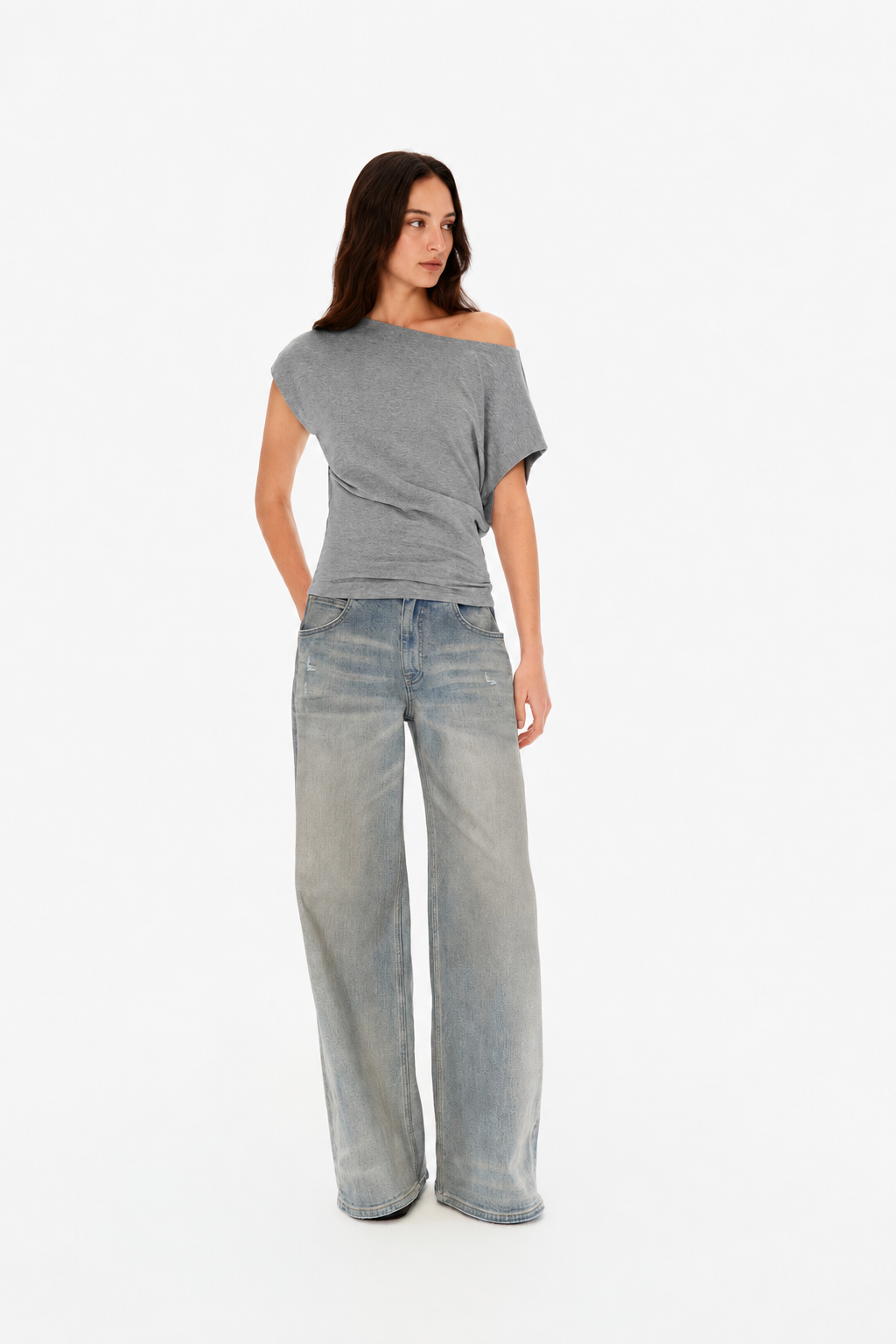 Classic Loose-Fit Asymmetric Shoulder Tee in Four Colors