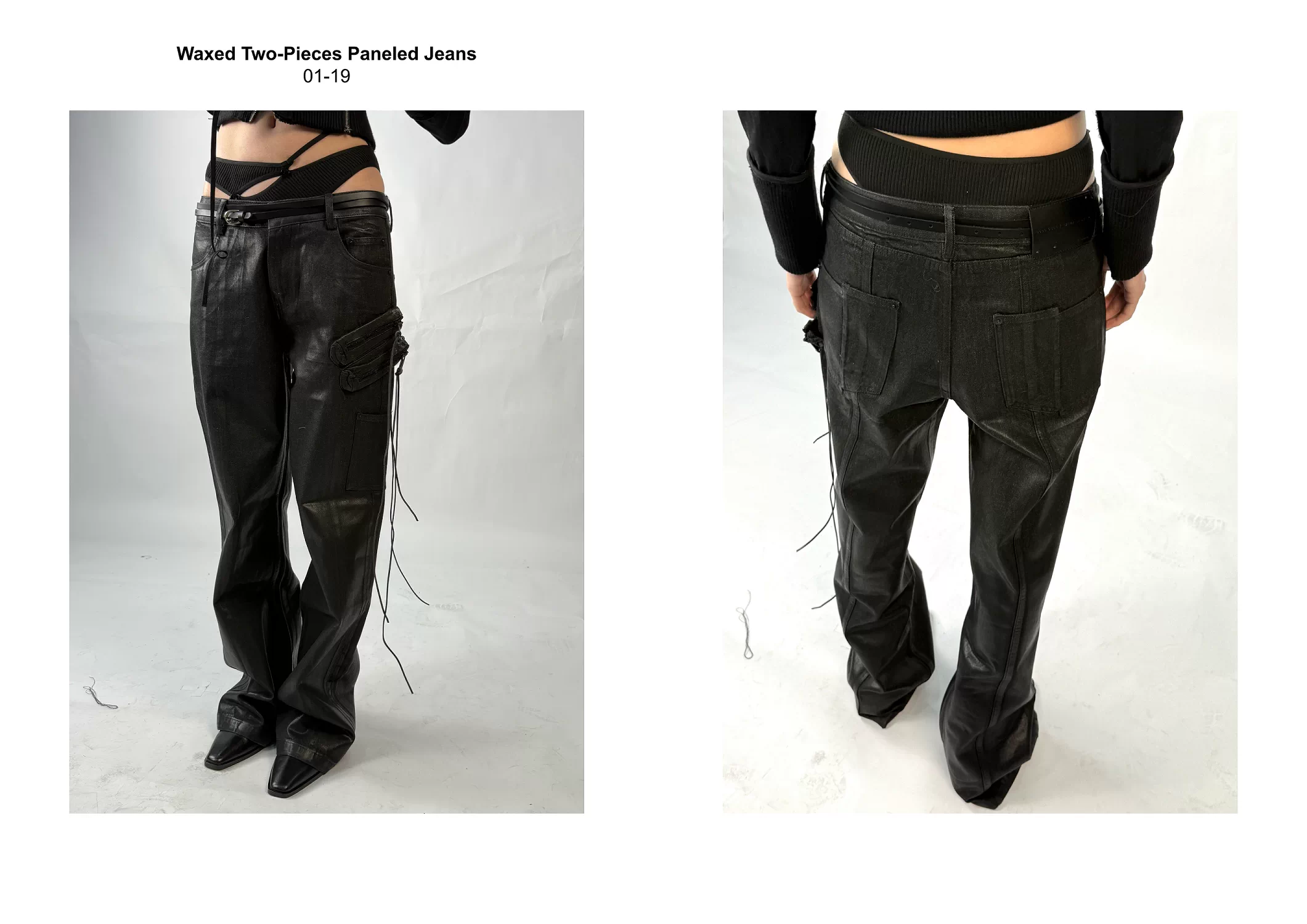 03 ES Waxed Two-pieces Paneled jeans