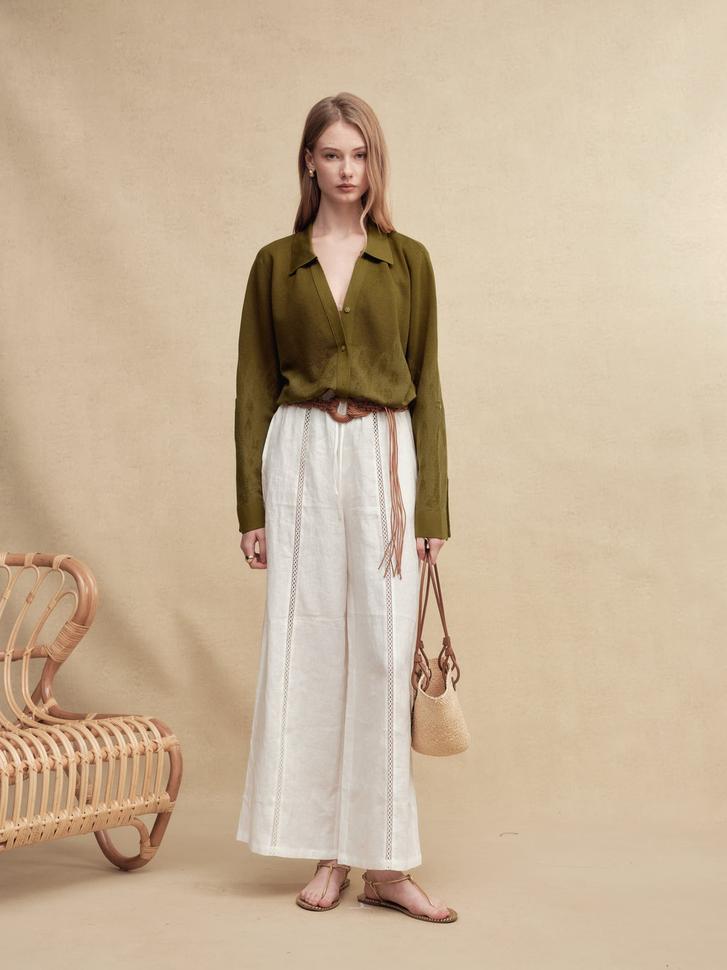 Timeless Capsule Linen Crochet Loose-Fit Pants