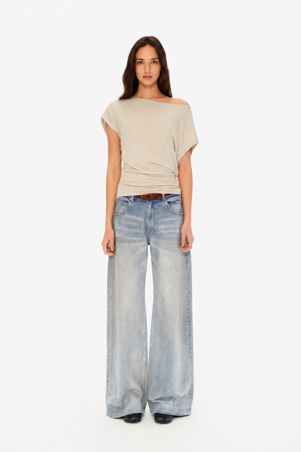 Classic Loose-Fit Asymmetric Shoulder Tee in Four Colors