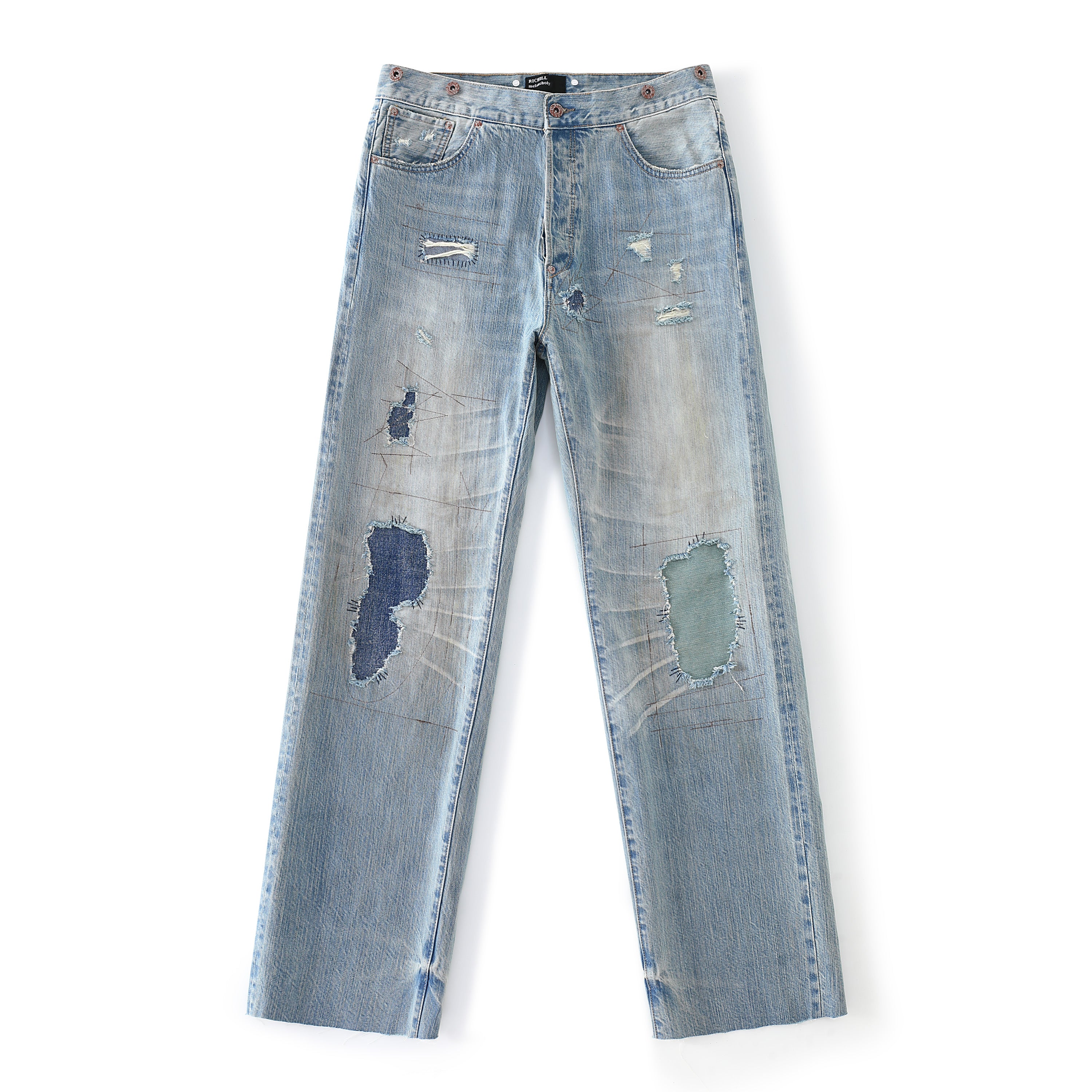 Rust Button Selvedge Denim Trouser Main image